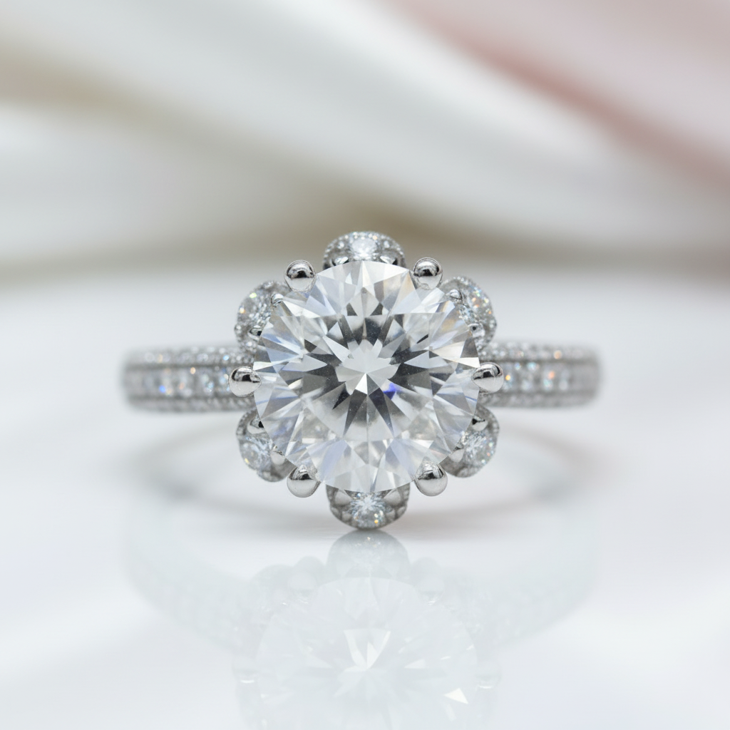 3ct Six Prong Bouquet Engagement Ring-Black Diamonds New York