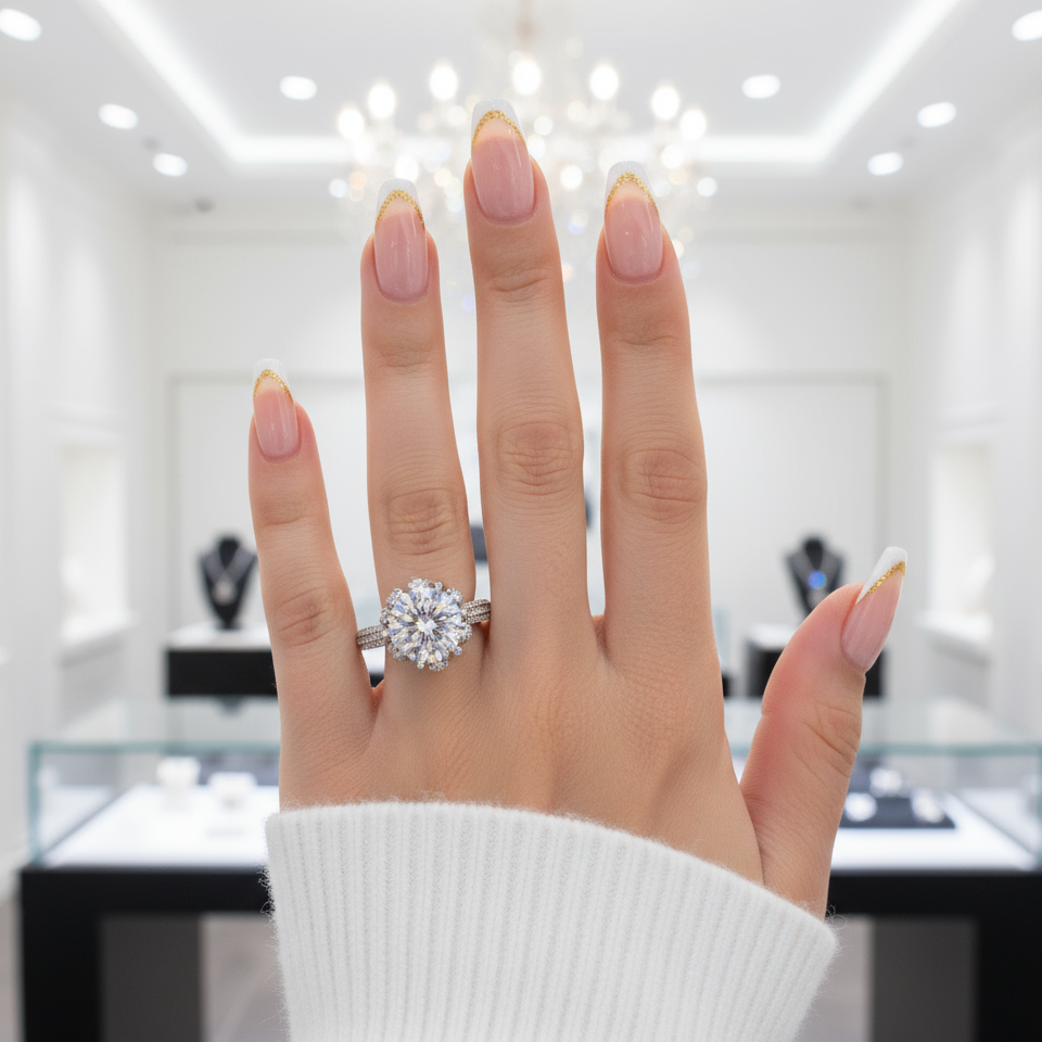 3ct Six Prong Bouquet Engagement Ring-Black Diamonds New York