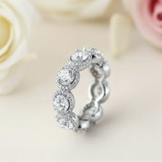 3ct Simulated Diamonds Round Cut Halo Ring-Black Diamonds New York