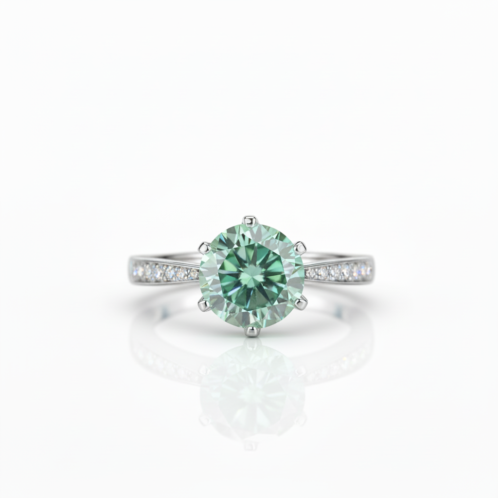 3ct Green Round Diamond Option Cathedral Engagement Ring-Black Diamonds New York