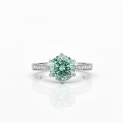 3ct Green Round Diamond Option Cathedral Engagement Ring-Black Diamonds New York