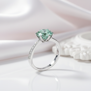 3ct Green Round Diamond Option Cathedral Engagement Ring-Black Diamonds New York