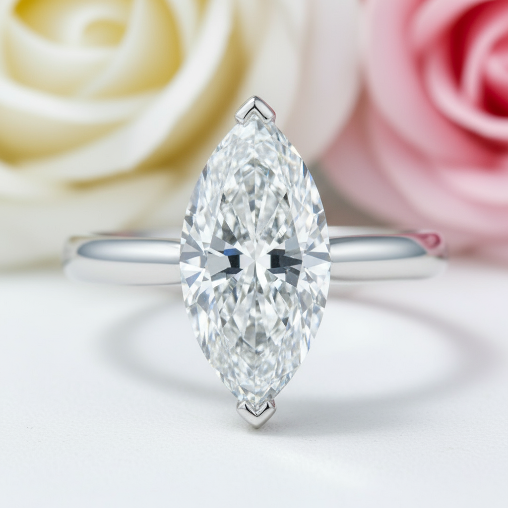 3ct Marquise Cut Diamond Engagement Ring-Black Diamonds New York