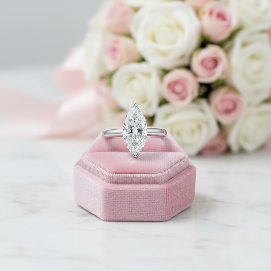 3ct Marquise Cut Diamond Option Engagement Ring-Black Diamonds New York