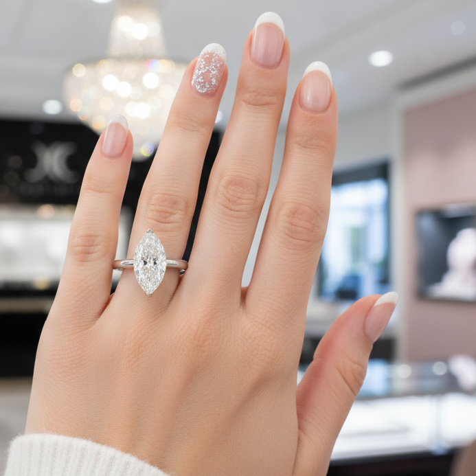 3ct Marquise Cut Diamond Engagement Ring-Black Diamonds New York