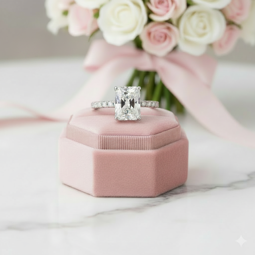 3ct Radiant Cut Diamond Option Engagement Ring-Black Diamonds New York