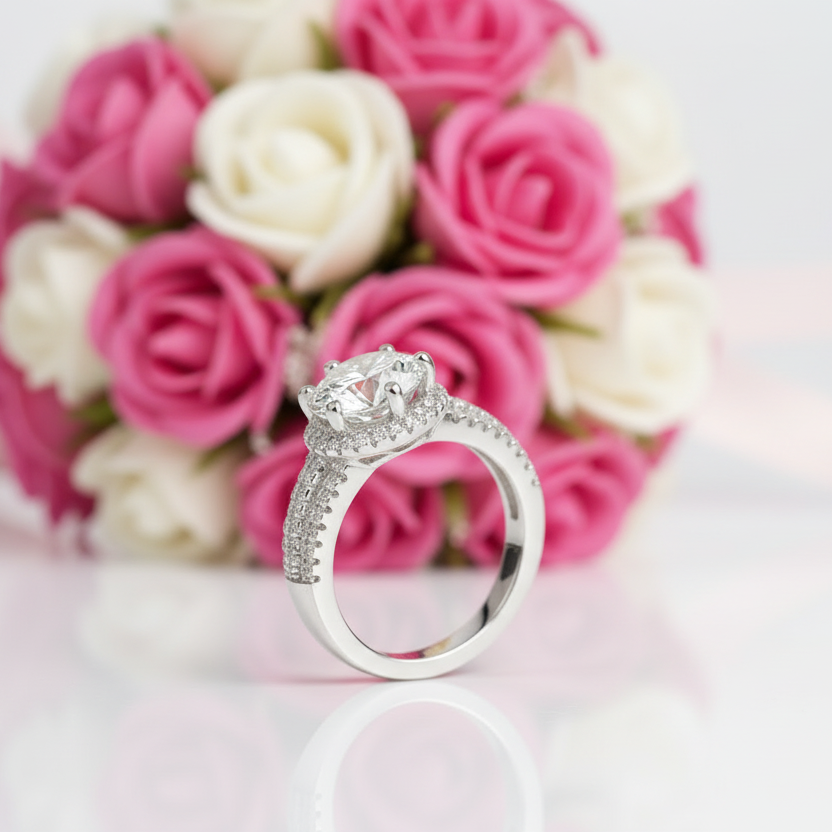 3ct Round Brilliant Cut Diamond Option Halo Engagement Ring-Black Diamonds New York