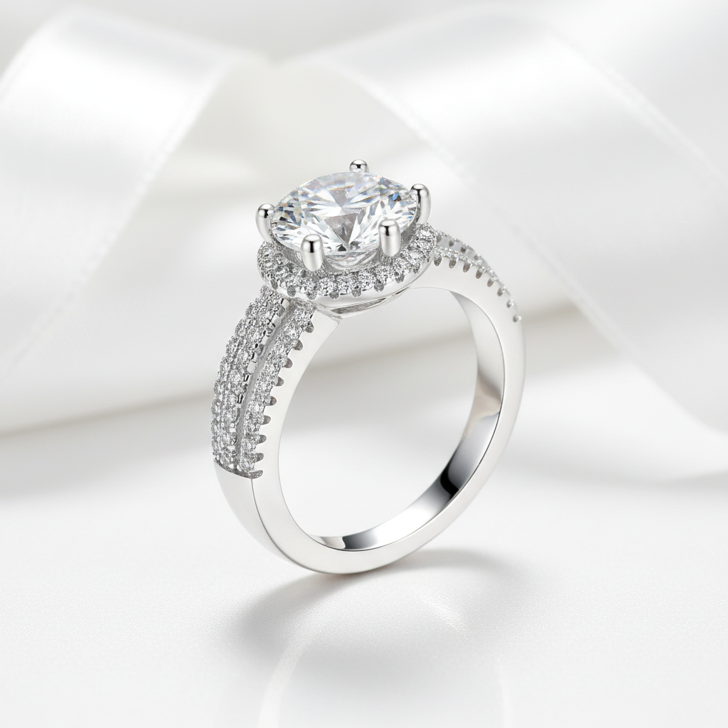 3ct Round Brilliant Cut Diamond Halo Engagement Ring-Black Diamonds New York