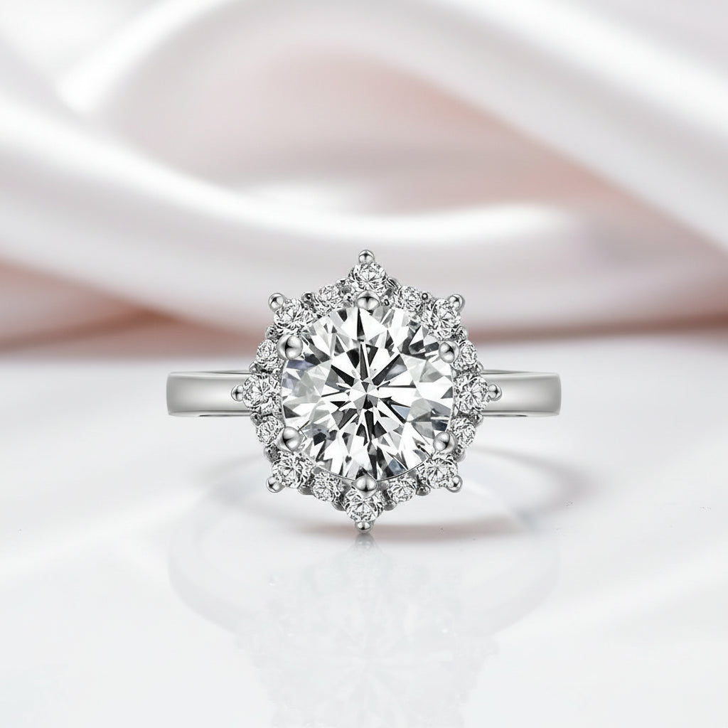 3ct Round Cut Diamond Option Snow Flake Engagement Ring-Black Diamonds New York