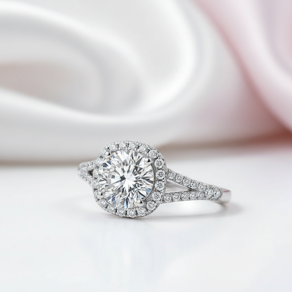 3ct Round Diamond Halo Ring