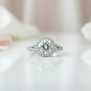 3ct Round Diamond Halo Ring-Black Diamonds New York