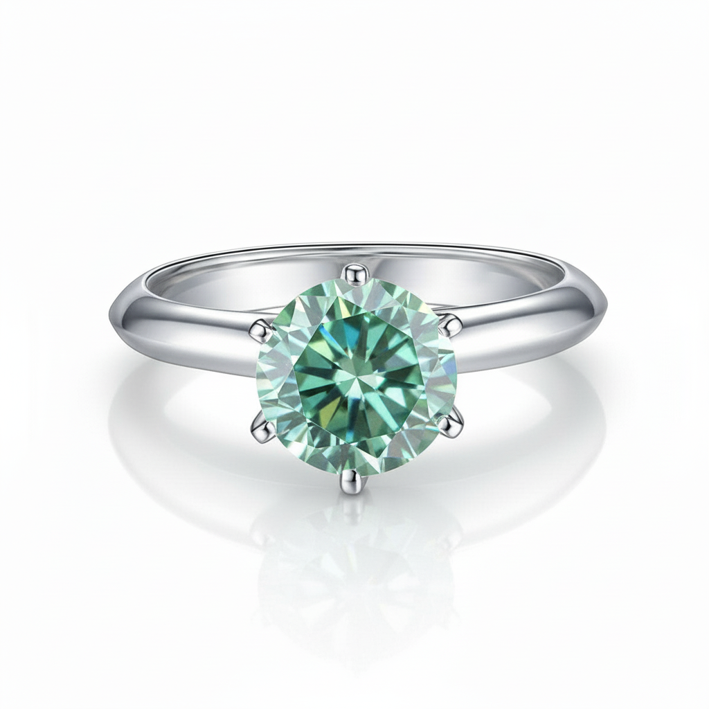 3ct Round Green Diamond Option Solitaire Engagement Ring-Black Diamonds New York