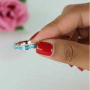 3mm Blue Turquoise Titanium Wedding Band-Black Diamonds New York