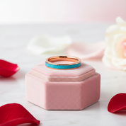 3mm Blue Turquoise Titanium Wedding Band-Black Diamonds New York