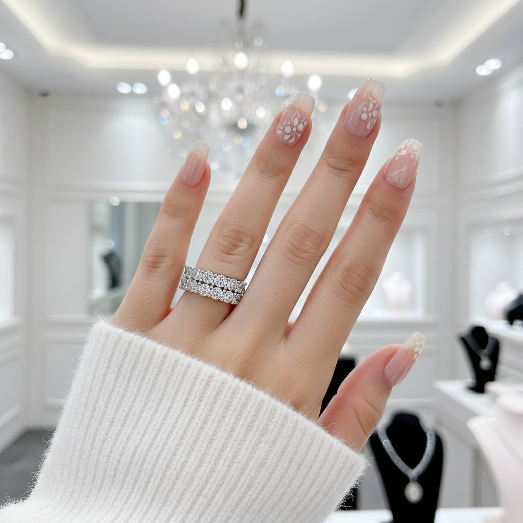 3mm Half Eternity Diamond Wedding Ring-Black Diamonds New York