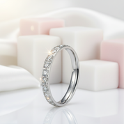 3mm Half Eternity Diamond Statement Titanium Wedding Band-Black Diamonds New York