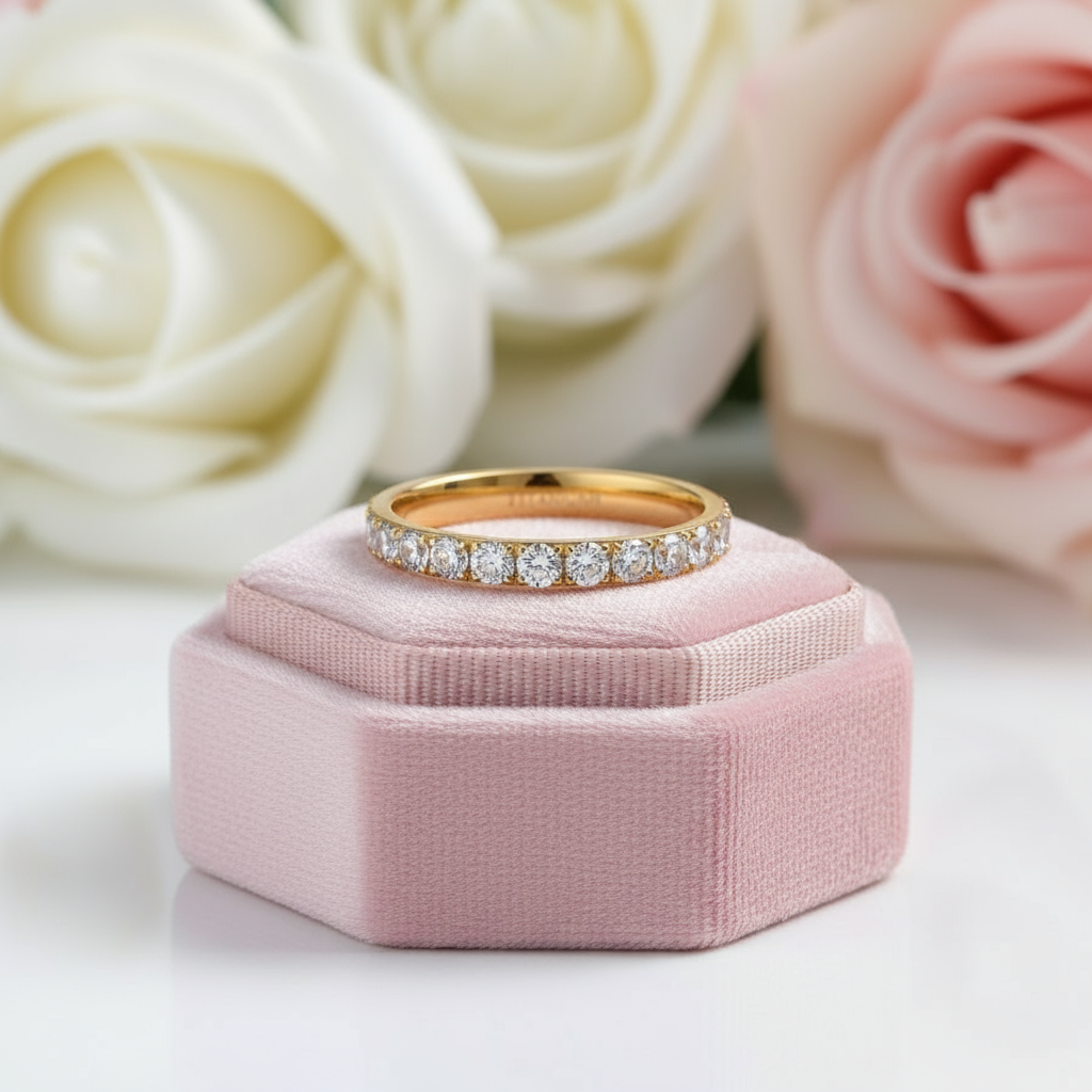 3mm Eternity Diamond Option Statement Titanium Wedding Band-Black Diamonds New York