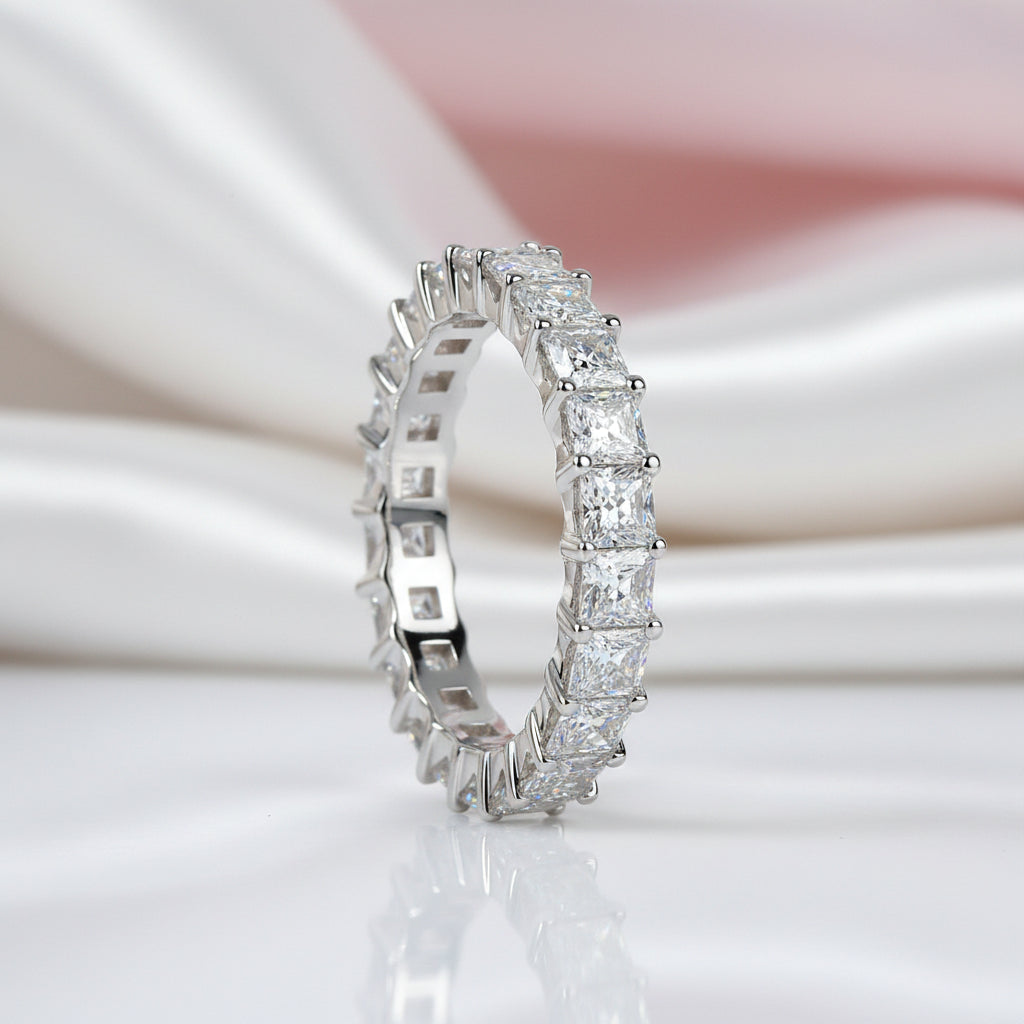 3mm Princess Cut Diamond Option Eternity Wedding Band-Black Diamonds New York