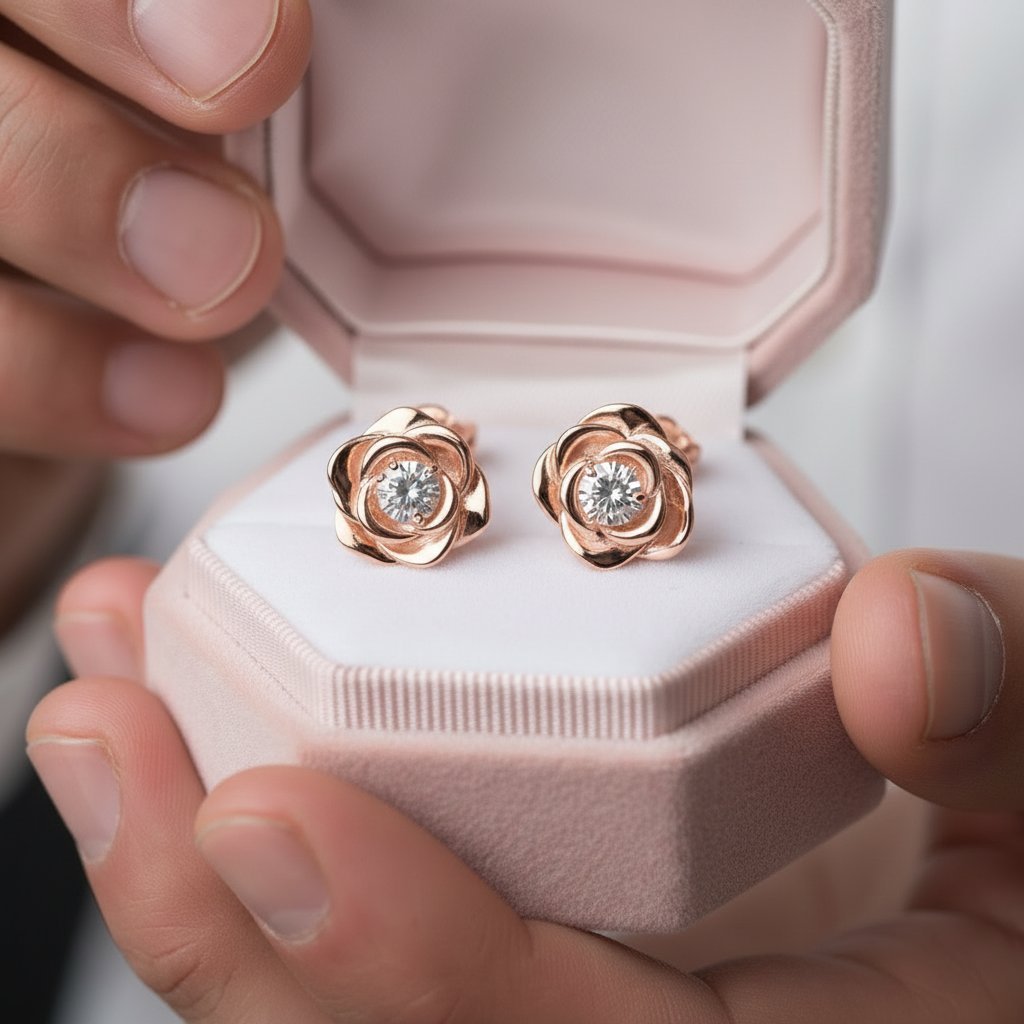 3mm Rose Diamond Stud Earring-Black Diamonds New York