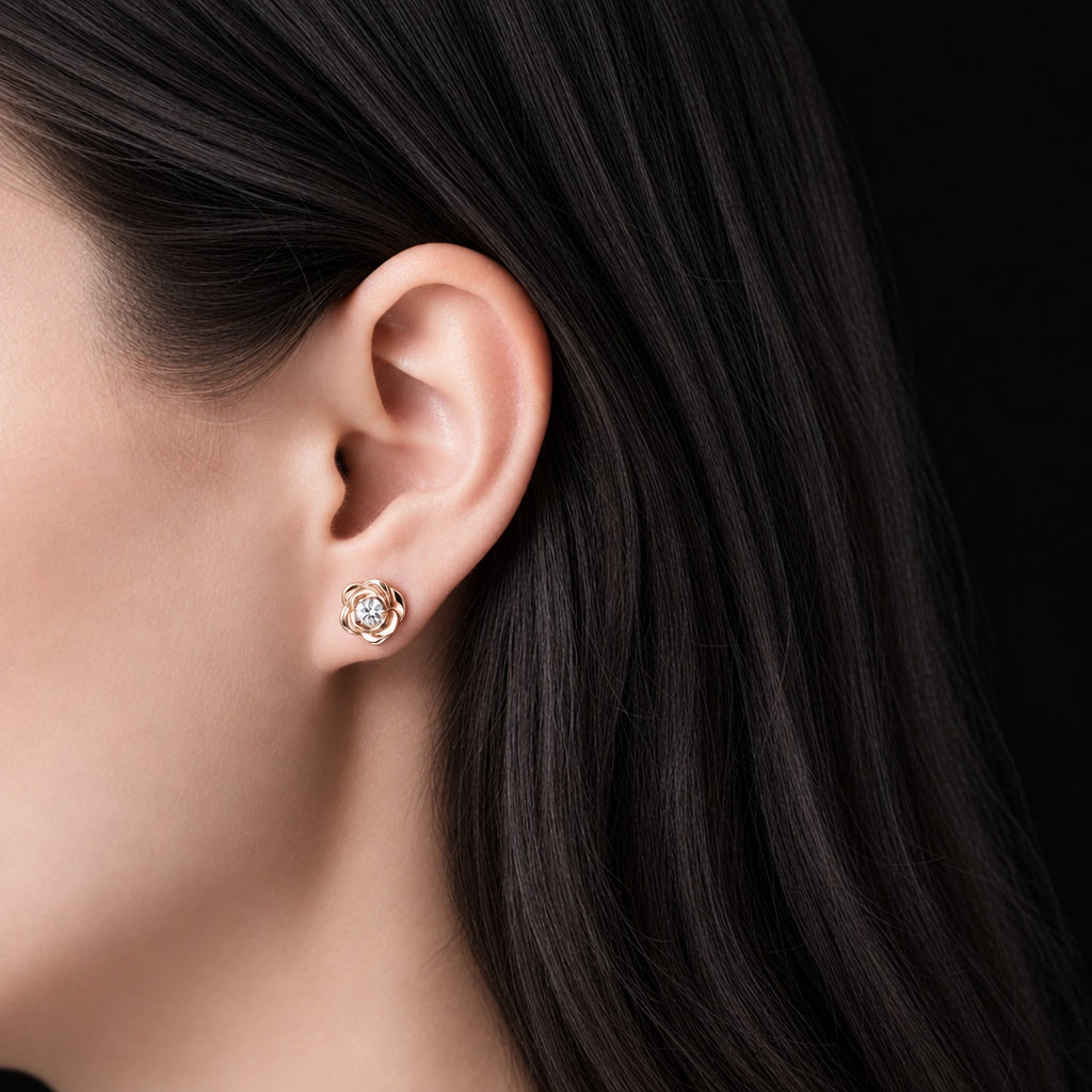 3mm Rose Diamond Option Stud Earring-Black Diamonds New York