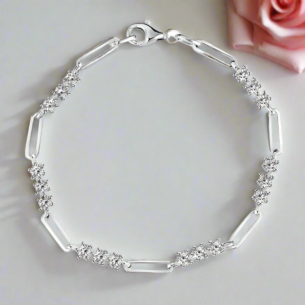 3mm Round Brilliant Cut Diamond Paper Clip Bracelet-Black Diamonds New York