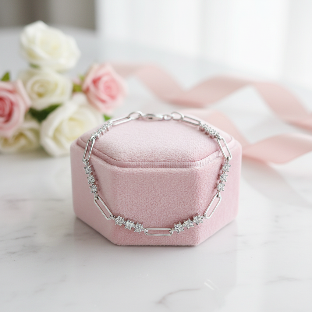 3mm Round Brilliant Cut Diamond Option Paper Clip Bracelet-Black Diamonds New York