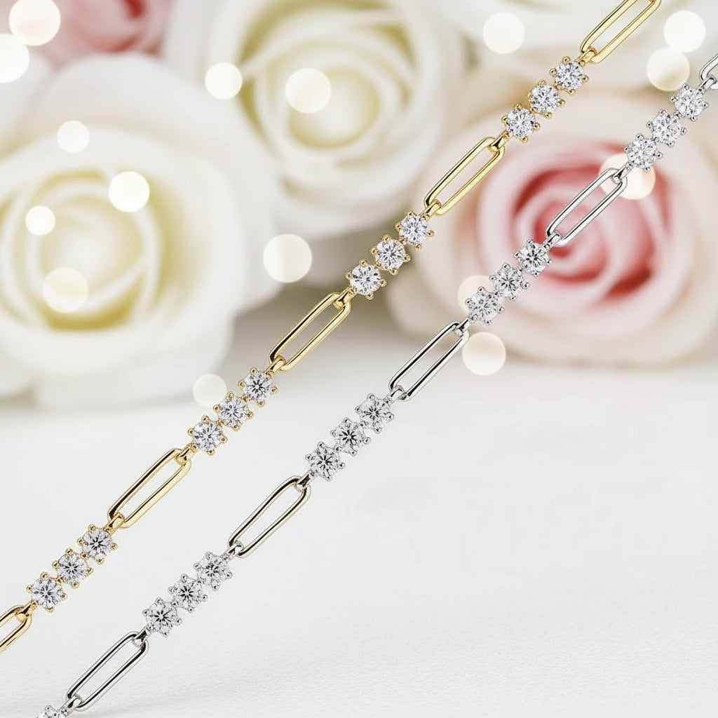 3mm Round Brilliant Cut Diamond Paper Clip Bracelet-Black Diamonds New York