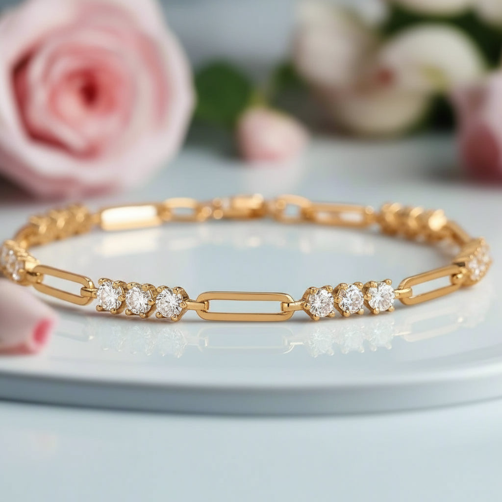 3mm Round Brilliant Cut Diamond Paper Clip Bracelet-Black Diamonds New York