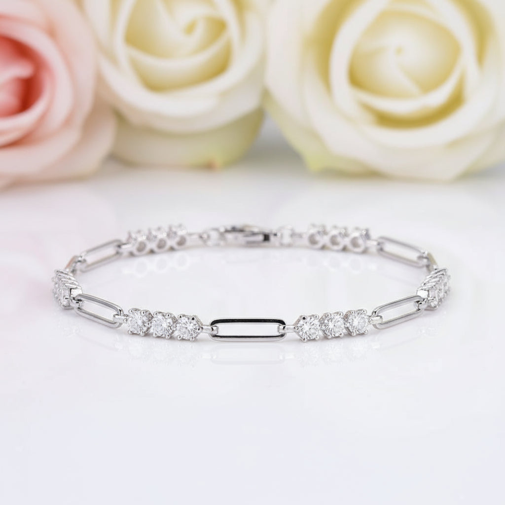 3mm Round Brilliant Cut Diamond Paper Clip Bracelet-Black Diamonds New York