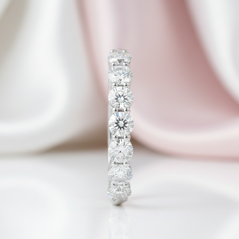 3mm Round Cut Diamond Option Eternity Wedding Band-Black Diamonds New York