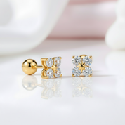 3mm Round Diamond Four Leaf Clover Earrings-Black Diamonds New York