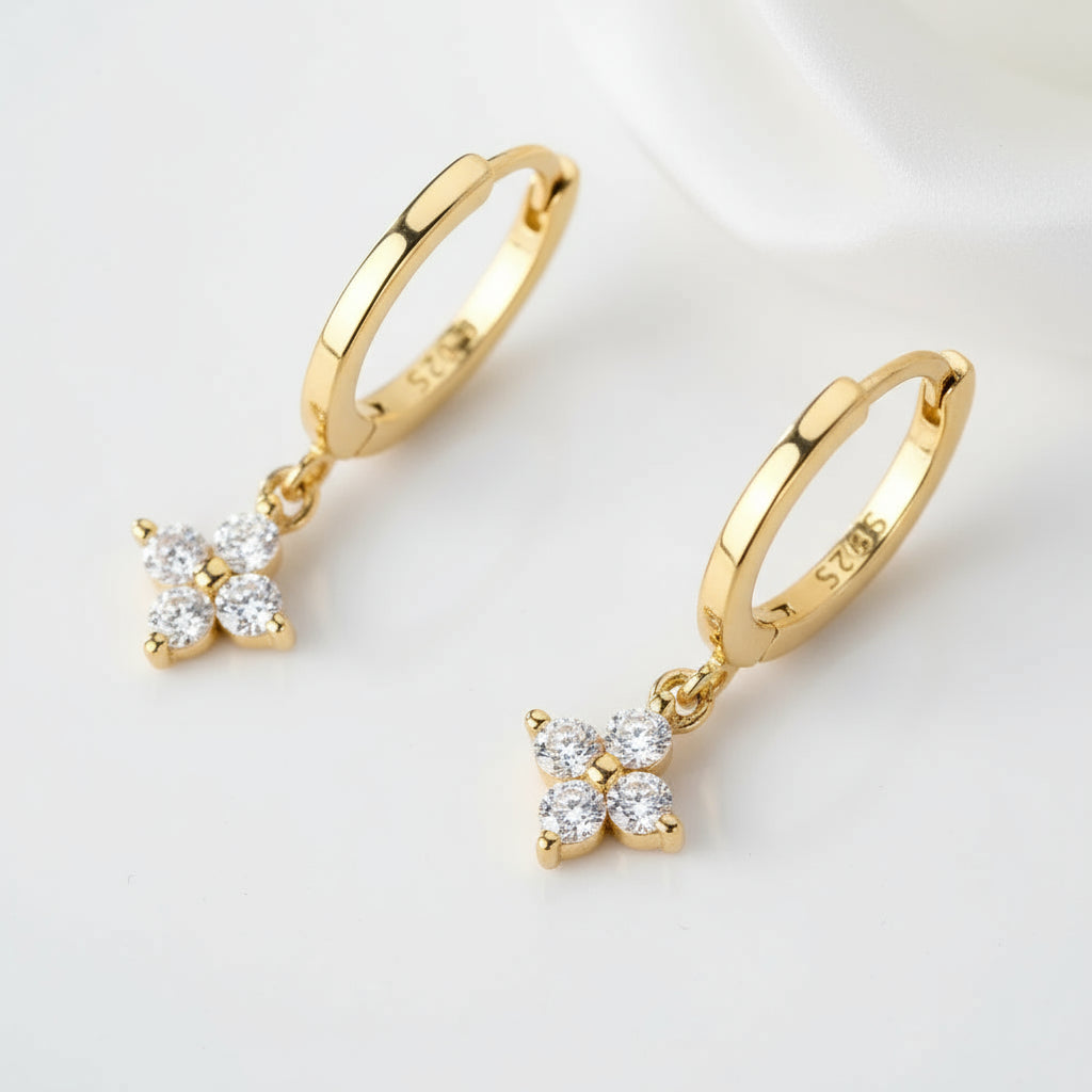 3mm Round Diamond Four Leaf Clover Earrings-Black Diamonds New York