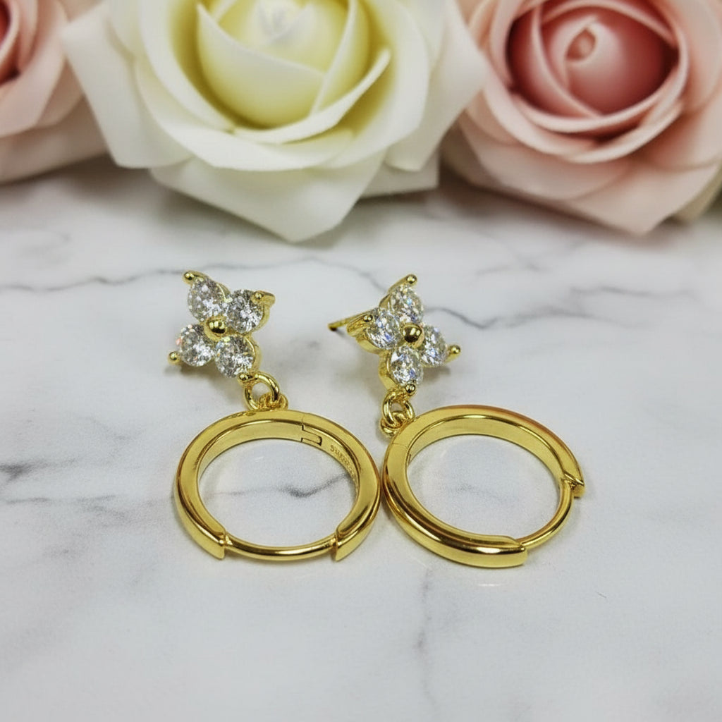 3mm Round Diamond Four Leaf Clover Earrings-Black Diamonds New York