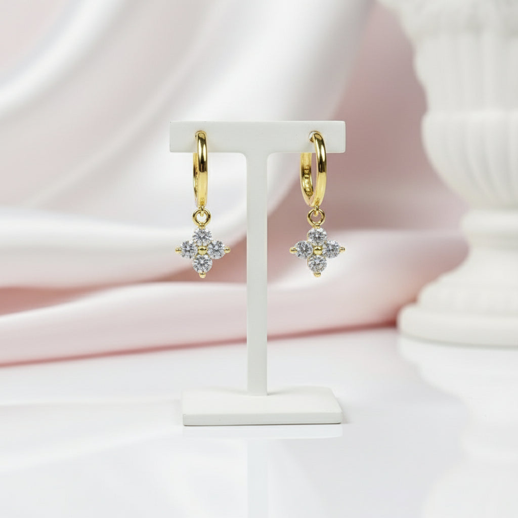 3mm Round Diamond Four Leaf Clover Earrings-Black Diamonds New York