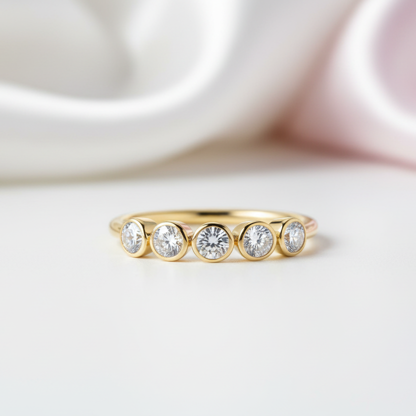 3mm Round Diamond Option Wedding Band in Bezel Setting-Black Diamonds New York