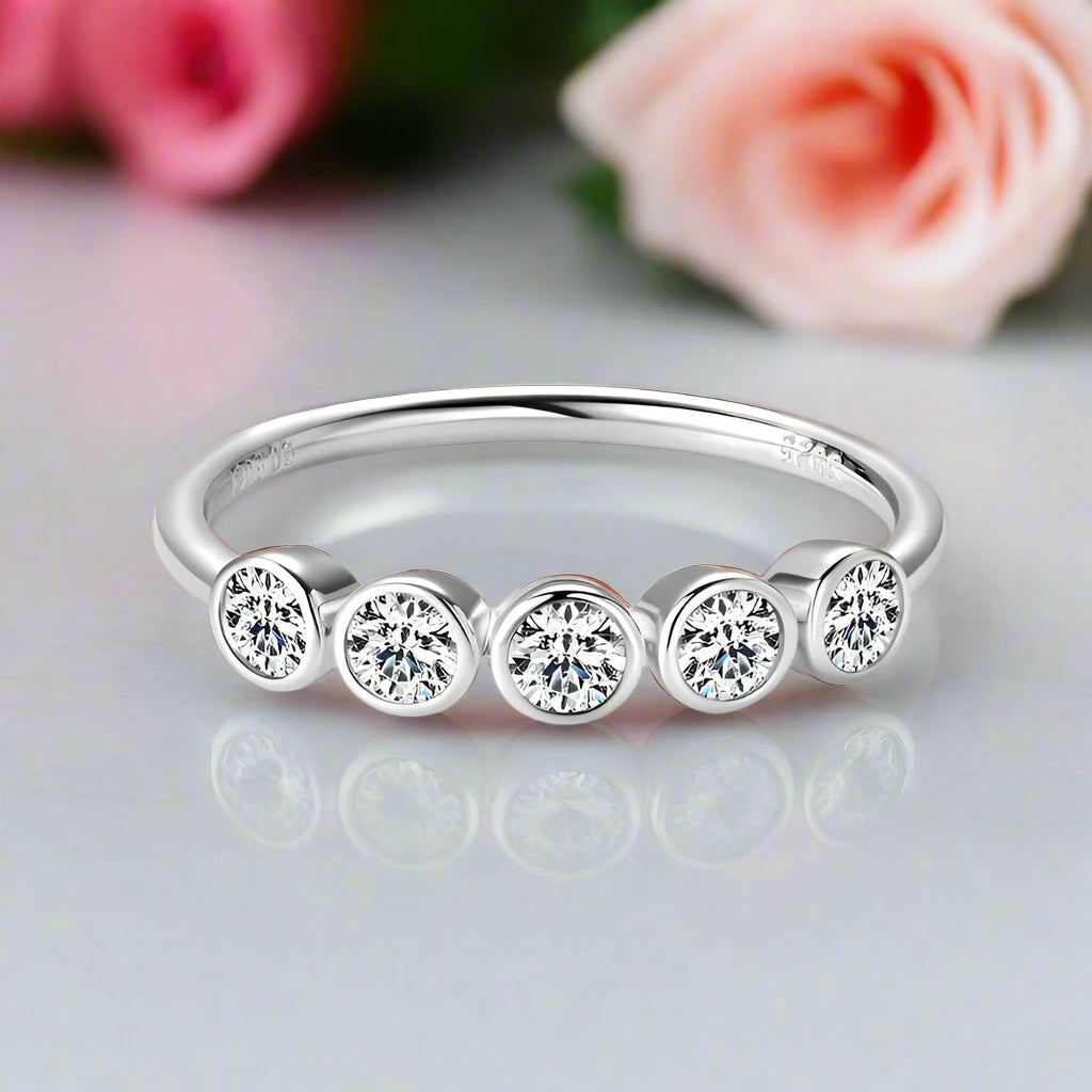 3mm Round Diamond Wedding Band in Bezel Setting-Black Diamonds New York