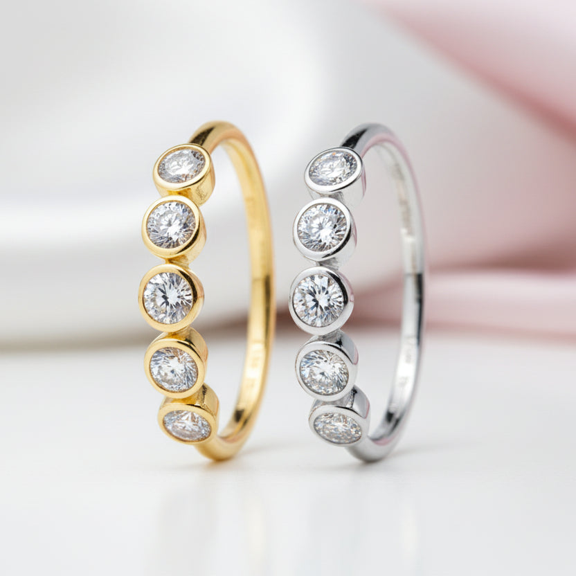 3mm Round Diamond Option Wedding Band in Bezel Setting-Black Diamonds New York