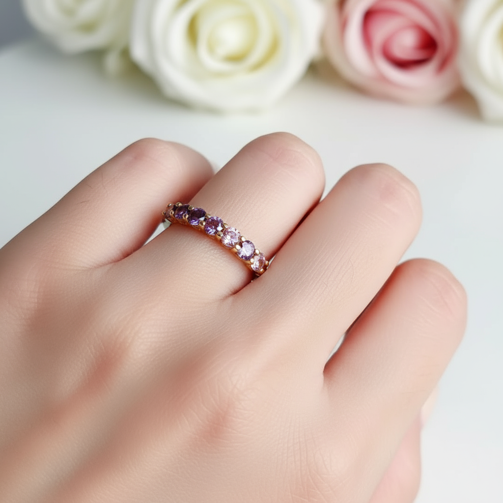 3mm Seven Stone Alexandrite Wedding Band-Black Diamonds New York