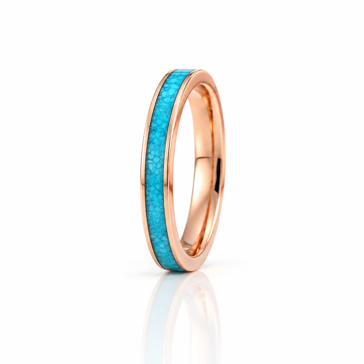 3mm Blue Turquoise Titanium Wedding Band-Black Diamonds New York