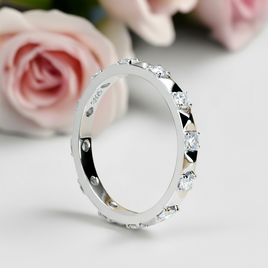 3mm Round Diamond Eternity Wedding Band-Black Diamonds New York