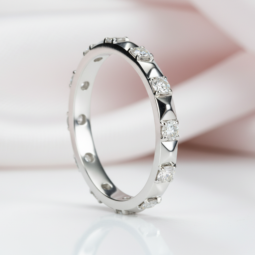 3mm Round Diamond Option Eternity Wedding Band-Black Diamonds New York