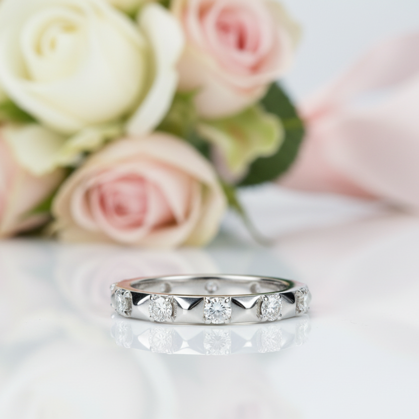 3mm Round Diamond Option Eternity Wedding Band-Black Diamonds New York