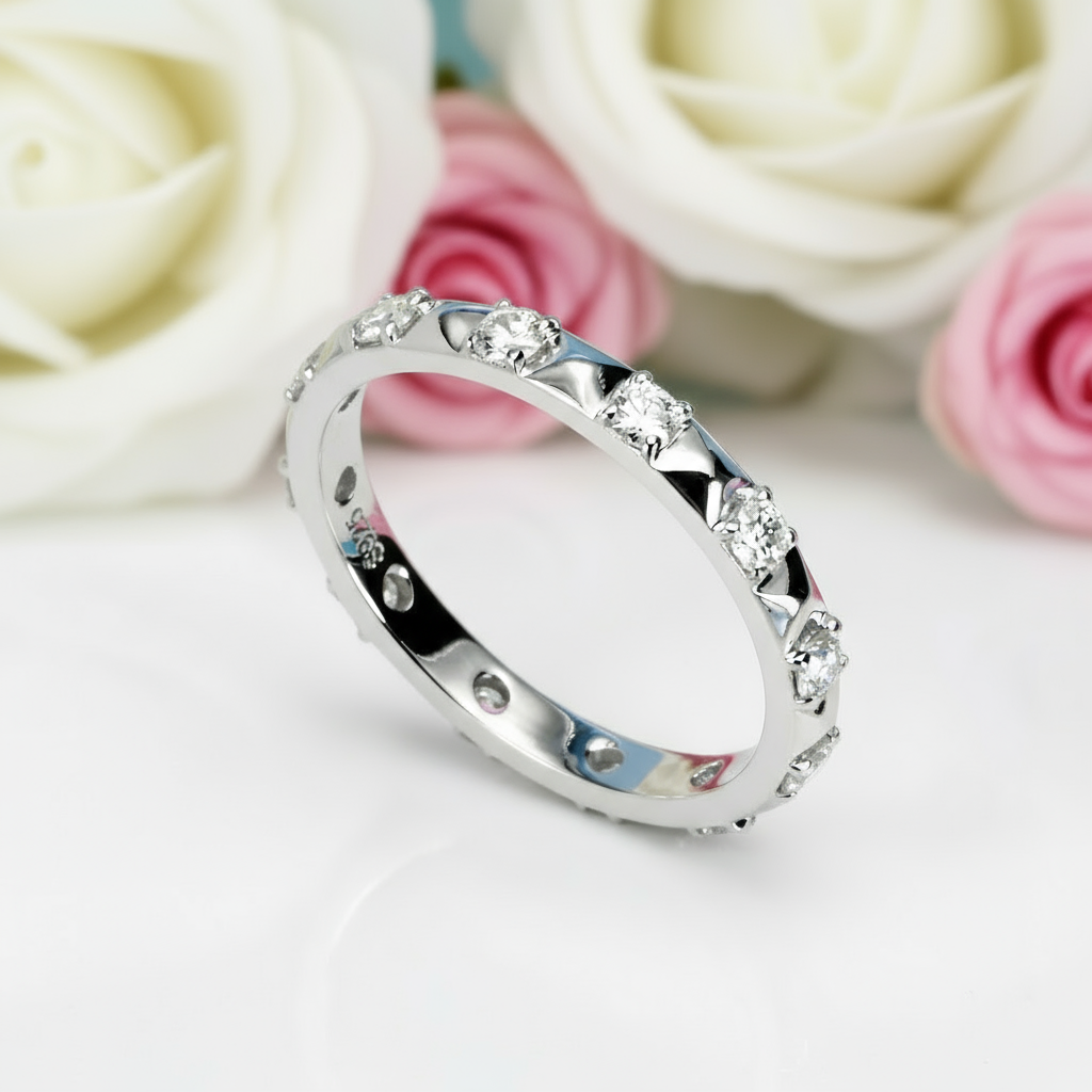 3mm Round Diamond Eternity Wedding Band-Black Diamonds New York