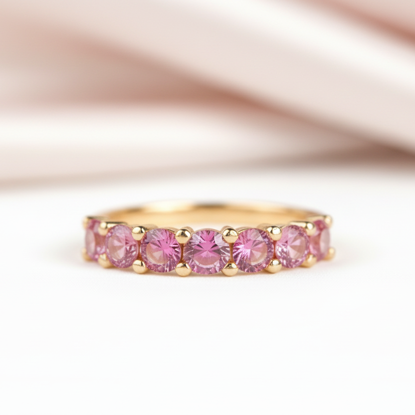 3mm Seven Stone Alexandrite Wedding Band-Black Diamonds New York