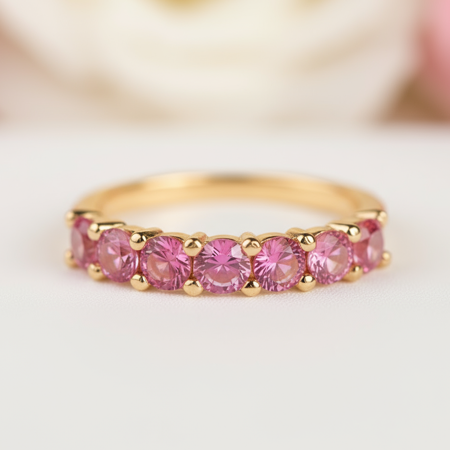 3mm Seven Stone Alexandrite Wedding Band-Black Diamonds New York