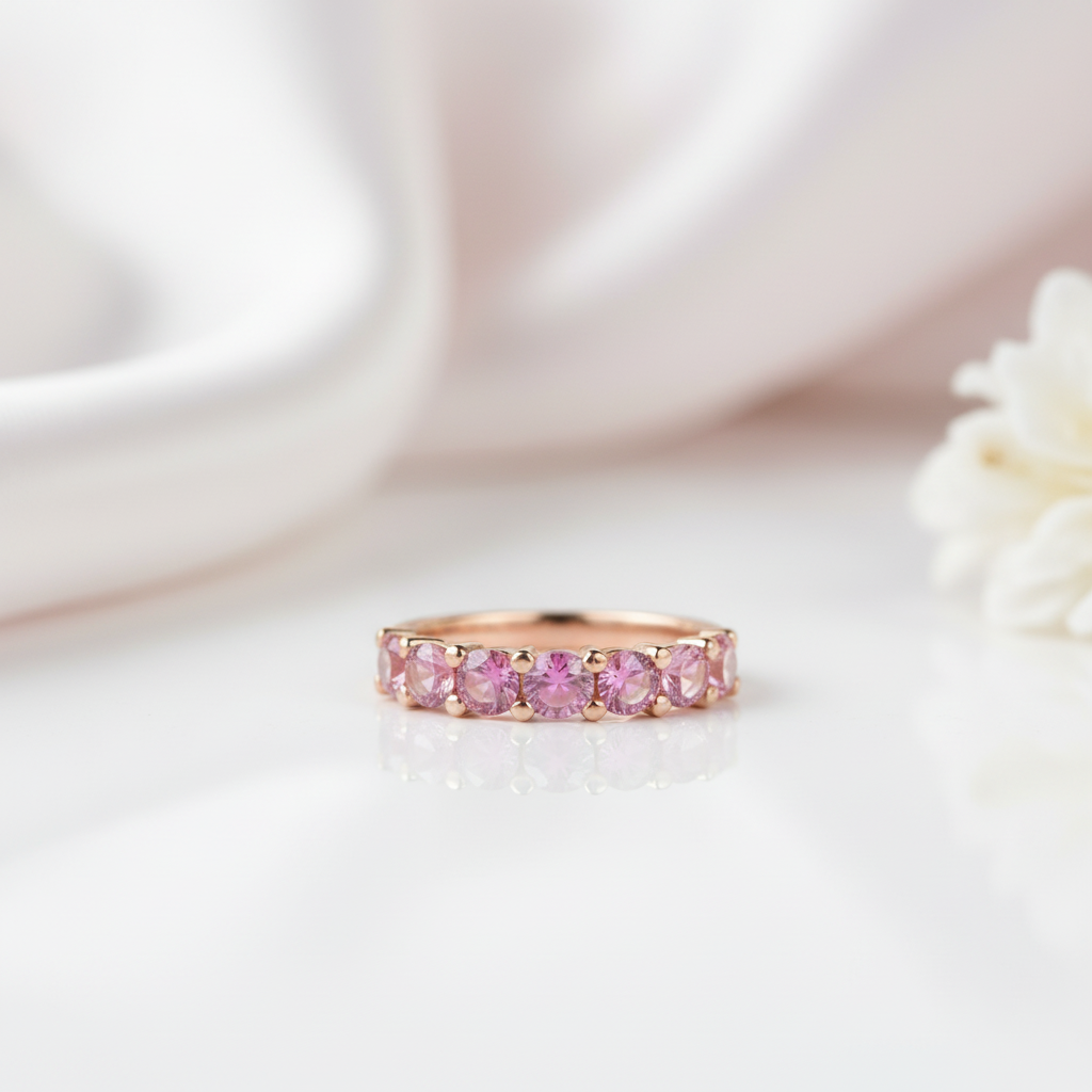 3mm Seven Stone Alexandrite Wedding Band-Black Diamonds New York