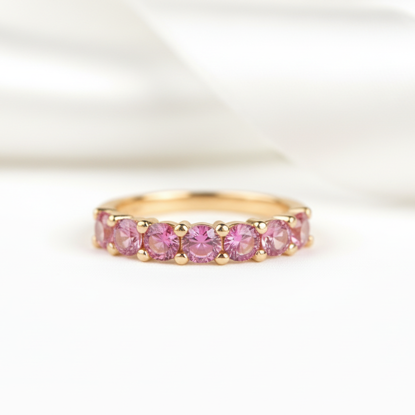 3mm Seven Stone Alexandrite Wedding Band-Black Diamonds New York