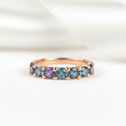 3mm Seven Stone Alexandrite Wedding Band-Black Diamonds New York