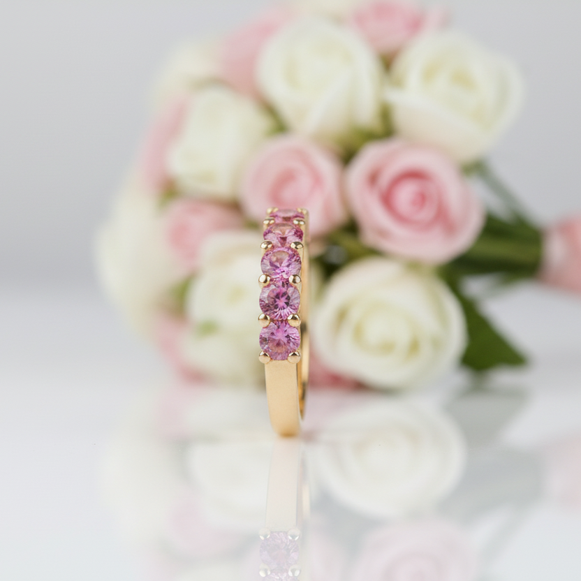 3mm Seven Stone Alexandrite Wedding Band-Black Diamonds New York