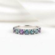 3mm Seven Stone Alexandrite Wedding Band-Black Diamonds New York
